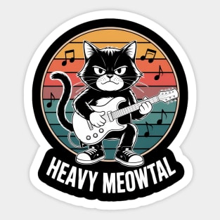 Heavy Meowtal CAt Play the bass Sticker